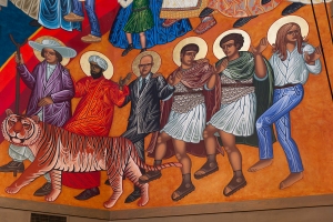 St Gregory of Nyssa Dancing Saints on Southeast Wall - (L-to-R): Margaret Mead, Sadi (with tiger), W.Edwards Deming, Sergius, Bacchus, Jenny Read (photo-D.Stinson)